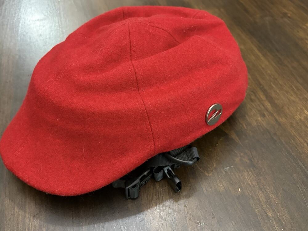 Closca Loop Collapsible Red Bicycle Helmet Size Medium With Wool Cover